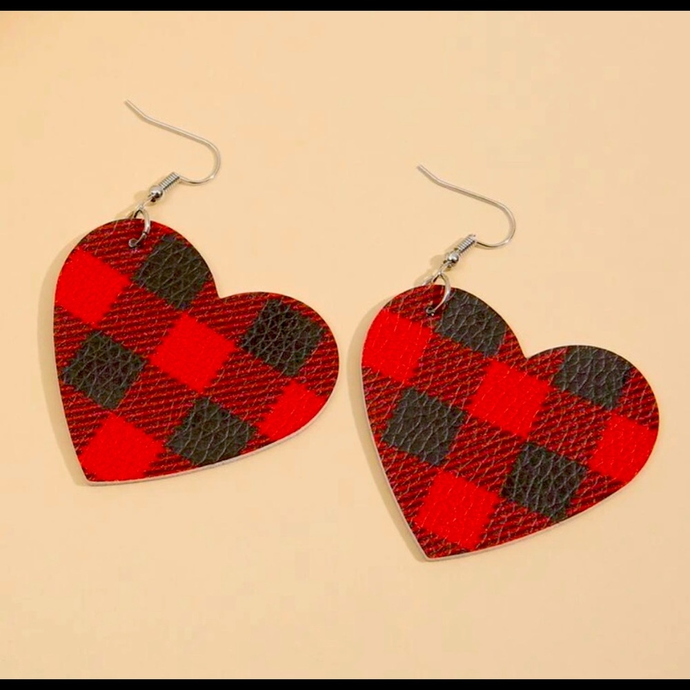Vegan Leather Heart Earrings!
